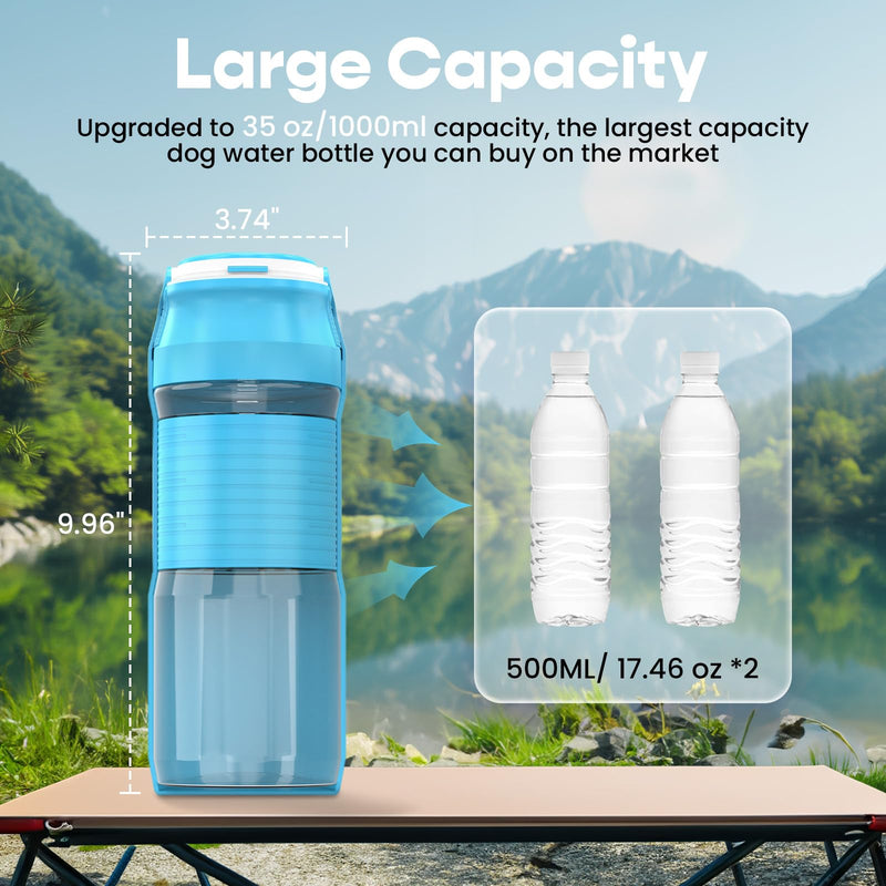 Lesotc Dog Water Bottle, 35OZ Portable Dog Water Bottle Dispenser Dog Travel Water Bottle, Leak Proof Foldable Pet Water Bottle Travel Water Bowl Dog Accessories for Dogs Outdoor Walking and Hiking - BeesActive Australia