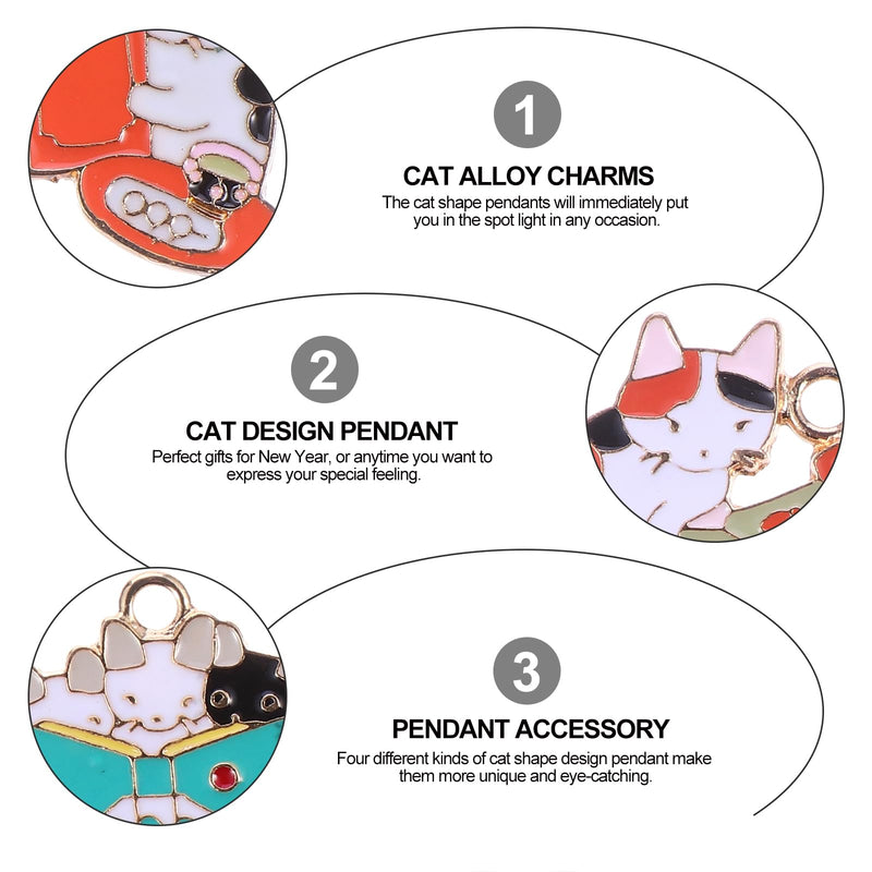 VALICLUD Pack of 20 Metal Cat Charms Enamel Cat Design Pendant Cartoon Kitty Pendant Alloy Animal Pendant Hanging Charms for Jewelry Making DIY - BeesActive Australia