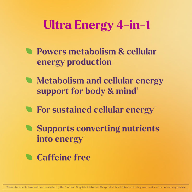 Natrol Ultra Energy 4-in-1, B12, B Complex, Vitamin D, CoQ10, 30 Capsules | Supports Cellular Energy Production, Powers Metabolism, Vitamin B Complex, Vegetarian, Caffeine-Free
