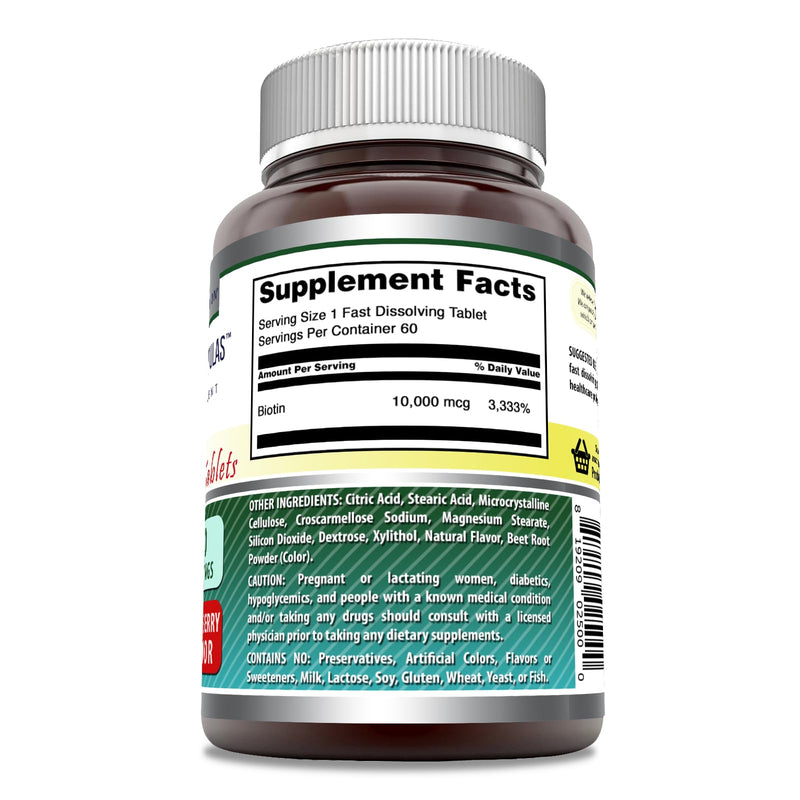 Amazing Formulas Biotin 10,000 mcg | Fast Dissolve Tablets | Non-GMO | Gluten Free Supplement | Made in USA (Strawberry, 60 Count) 1 Count (Pack of 1)