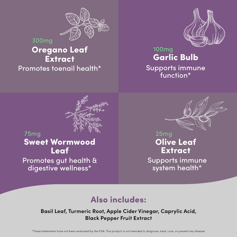 Vital Peak® Toenail Peak - Healthy Nail Support Supplement - Promotes Gut Health & Immune Function - with Olive Leaf Extract, Sweet Wormwood, Oregano, Garlic & More - Gluten-Free - 60 Capsules - BeesActive Australia