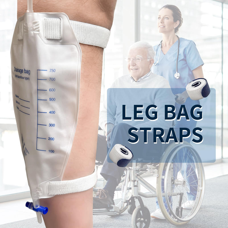 4 Packs Leg Bag Straps(Blue), Urine Drainage Bag Strap Catheter Leg Bag Straps with Soft Elastic Fabric Comfortable Silicone Grips for Men Women Blue - BeesActive Australia