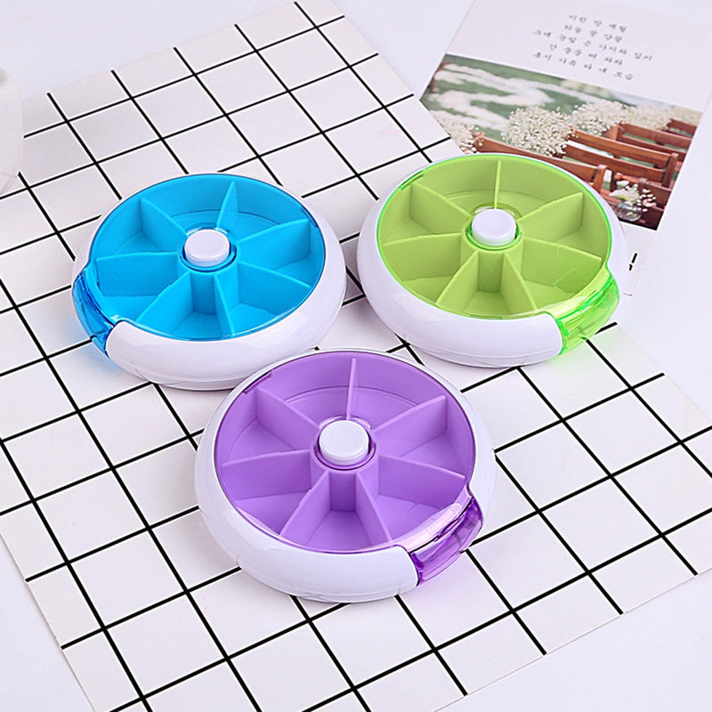 3PCS Weekly Pill Organizer Daily Pill Box 7 Day Medicine Pill Dispenser Rotate Pill Planner with 7 Compartments for Fish Oil Supplements Vitamins Container