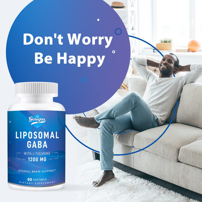 Liposomal GABA with L-Theanine 1200mg Supplements 1 Pack for Adults | High Bioavailable Capsules, 60-day Supply 60 Count (Pack of 1)