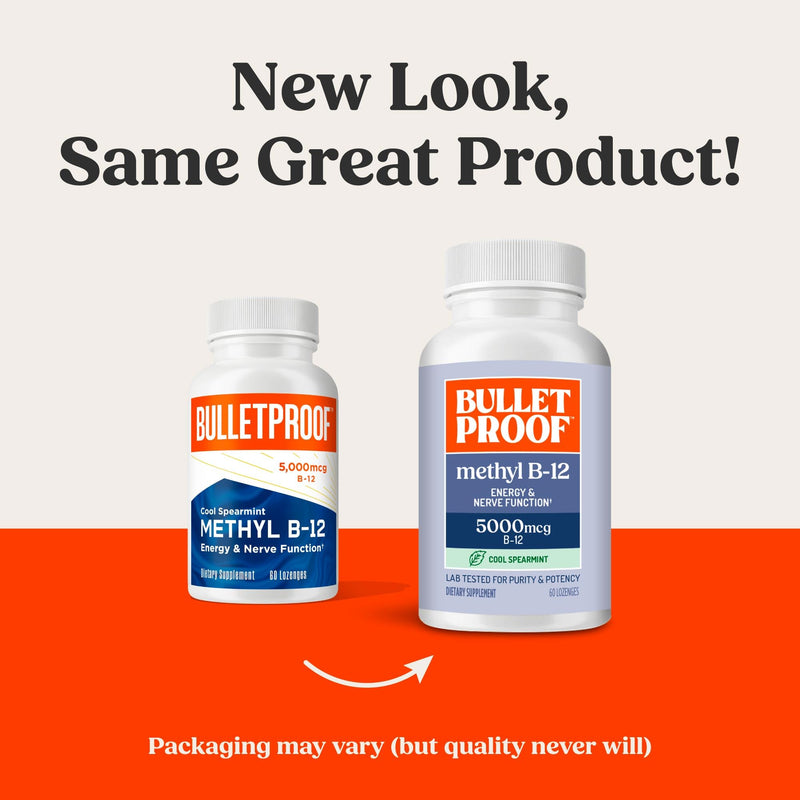 Bulletproof Cool Spearmint Methyl B-12 Lozenges, 60 Count, Supplement for Energy and Nerve Function | Supplement for Energy and Nerve Function