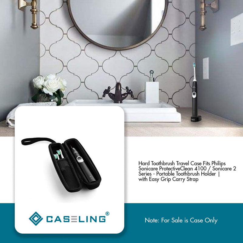 caseling Hard Toothbrush Travel Case Fits Philips Sonicare Protective Clean 4100 Sonicare 2 Series Portable Toothbrush Holder with Easy Grip Carry Strap (Small (Great for Travel)) Small (Pack of 1)