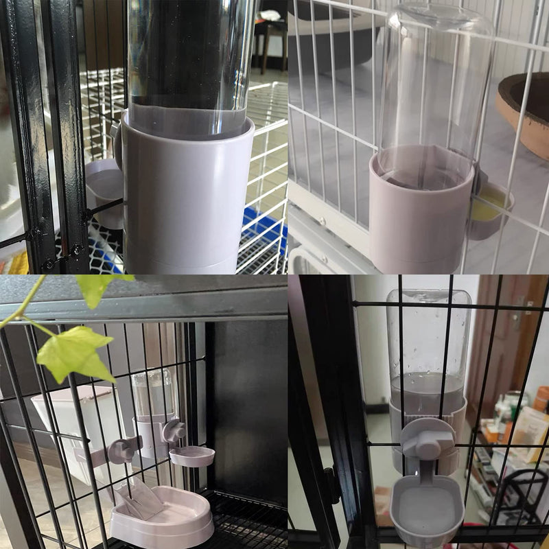 Rabbit Water Bottle 17 OZ Bunny Hanging Water Fountain Automatic Guinea Pig Water Dispenser No Leak Drinking Feeder for Bunny Chinchilla Hamsters Cat Dog Small Animals(Grey) 1pcs - Gray - BeesActive Australia