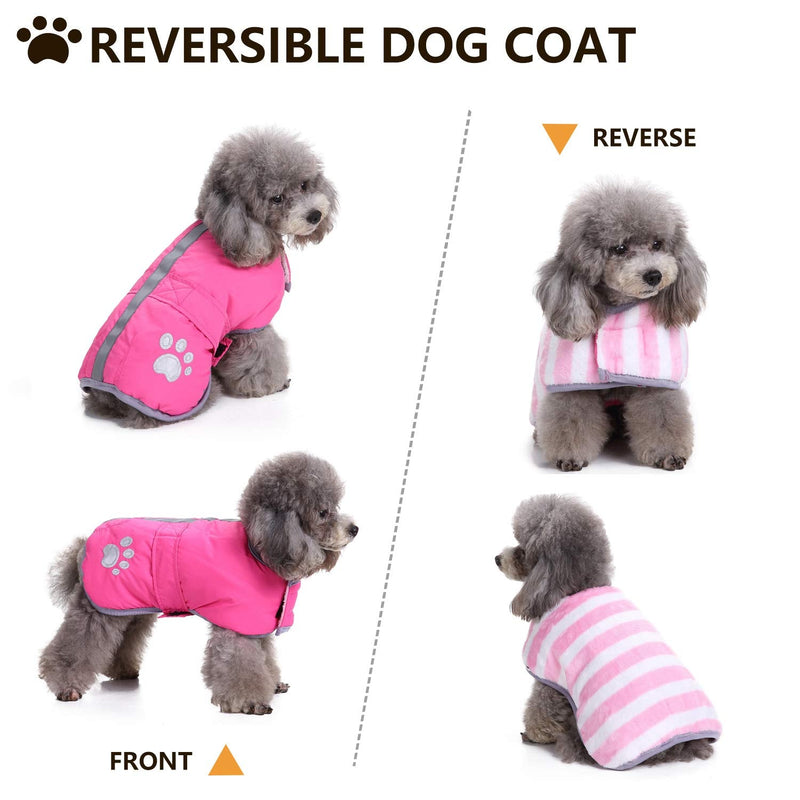 Queenmore Cold Weather Dog Coats Loft Reversible Winter Fleece Dog Vest Waterproof Pet Jacket Available in Extra Small, Small, Medium, Large Extra Large Sizes Pink - BeesActive Australia