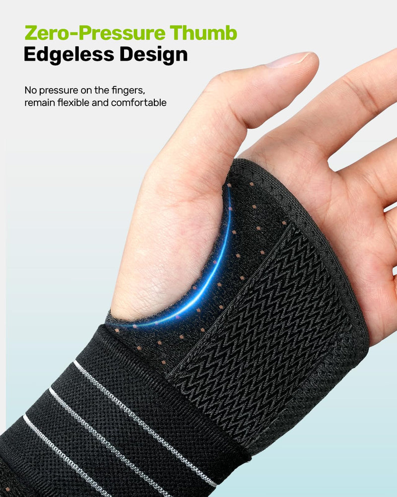 Carpal Tunnel Wrist Brace, Adjustable Night Wrist Support with 3 Metal Splints, Hand Brace for Men Women No Pressure on Thumb, Splint Stabilizer for Work, Arthritis (Right Hand, Gray, Medium) Right Hand