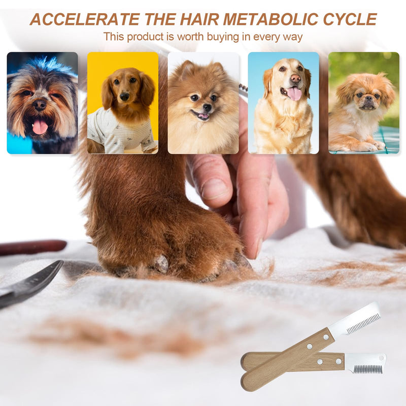 Pack of 2 trimming knives for dogs: trimming knives for dogs, hair removal knives and hair removal combs, professional trimming knives, ergonomic handle, used for dogs, cats - BeesActive Australia