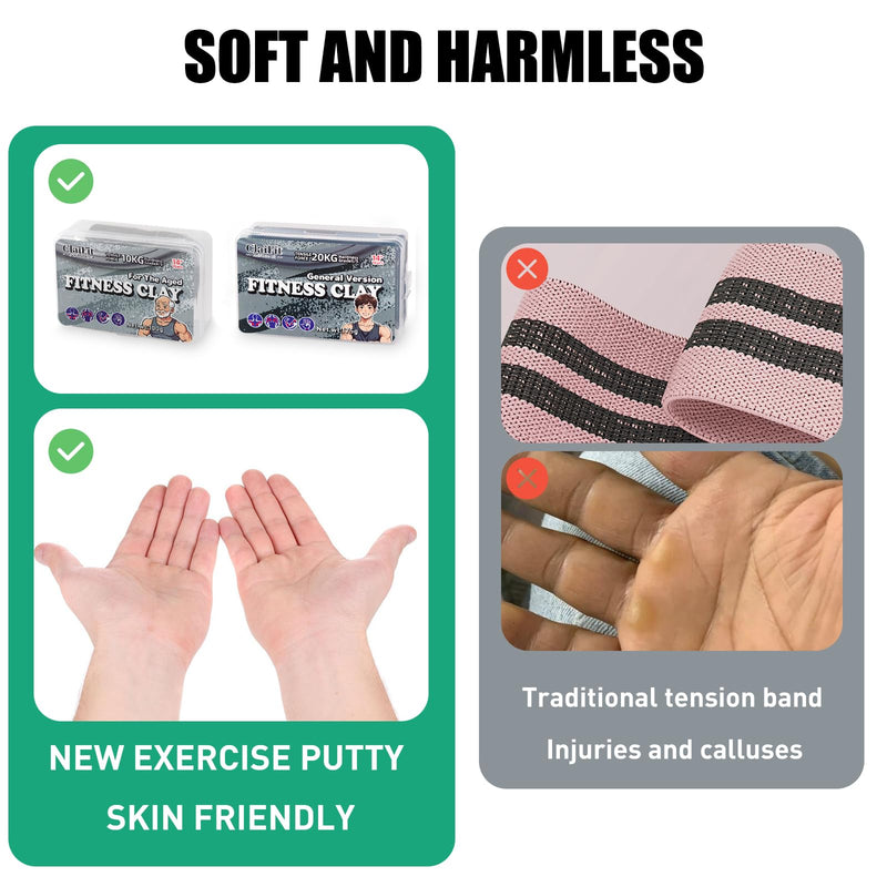 Hand Grip Strengthener Putty - 22LBS & 44LBS Resistance Therapy Putty for Finger Exercise, Arm Muscle Strengthening & Stress Relief - Exercise Putty for Adults & The Elderly 44LBS for adults