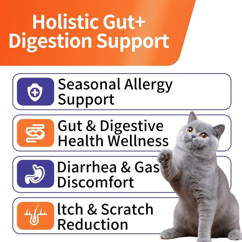 Cat Probiotic, Chews for Gut and Immune Health, Cats Probiotic Supplement for Cat Digestive Support, Healthy Digestion, Cat Constipation and Diarrhea Relief (120 Pills, Salmon) 120 Pills