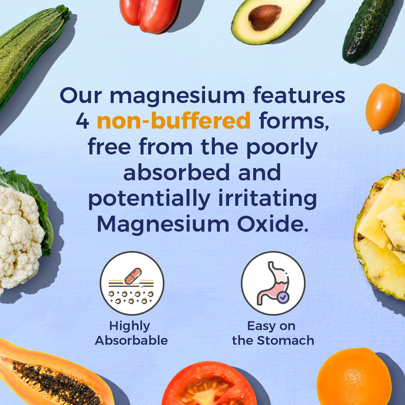 Vitalitown Magnesium Zinc, with Vitamins D3 & B6, Chelated Magnesium Glycinate, Malate, Citrate, Taurate, High Absorption, for Sleep, Bone, Heart, Immune, Digestive Support, 60 Caps