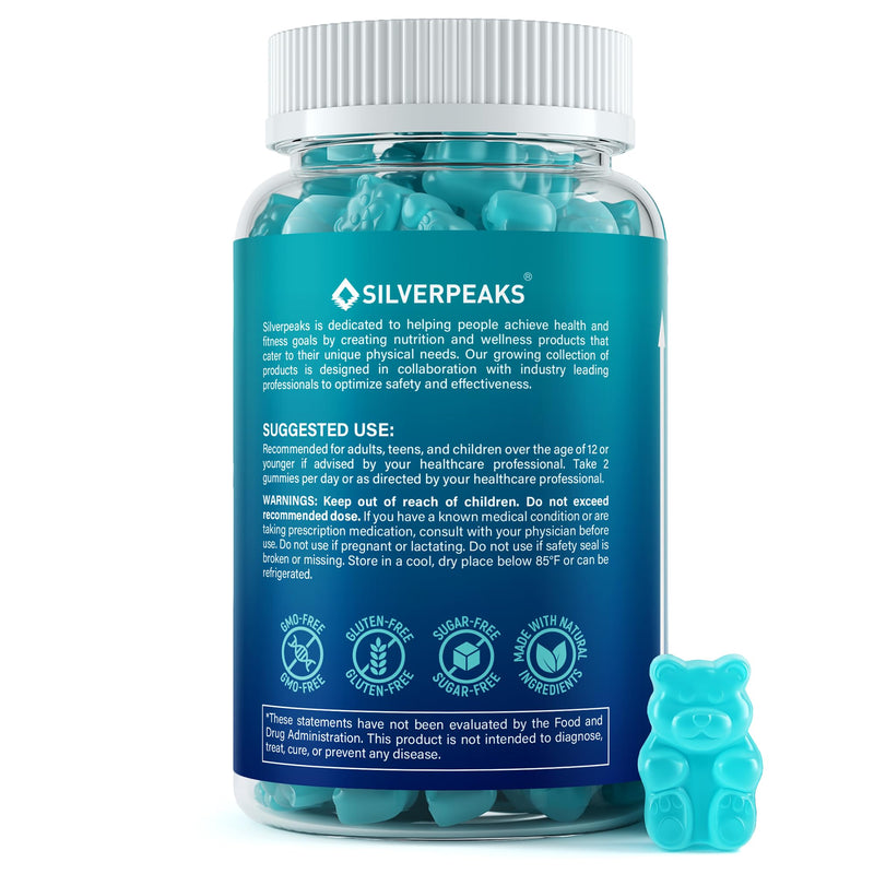 SILVERPEAKS Bone & Natural Growth Support Gummies for Kids & Teens - 60 pcs | Calcium, Zinc, Vitamins D3 & K2, C, Magnesium - Bone Strength & Joint Support for Boys & Girls - Wildberries Flavor Wildberry 60 Count (Pack of 1)
