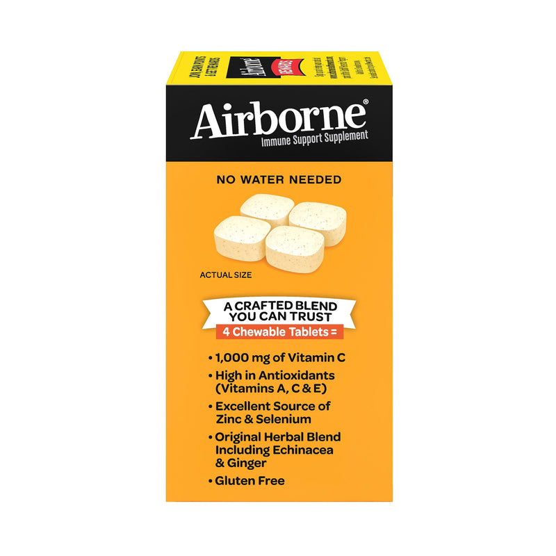 Airborne 1000mg Chewable Tablets with Zinc, Immune Support Supplement with Powerful Antioxidants Vitamins A C & E - 96 Tablets, Citrus Flavor - BeesActive Australia