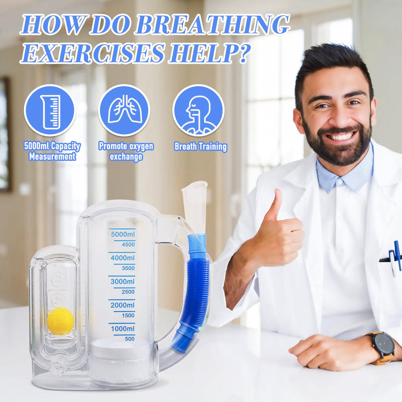 Breathing Exercise Device for Lungs,Deep Breathing Trainer for Children and Adult,5000ml Volume Measurement with Flow Rate Indicator. - BeesActive Australia