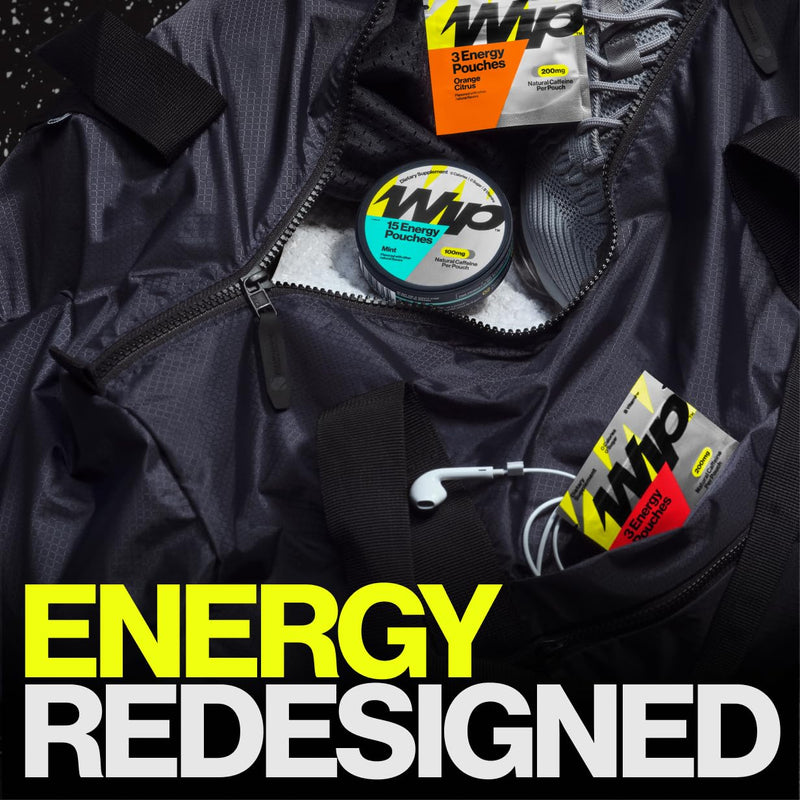 Wip Energy Pouches, Sugar Free Blend of 100 MG Natural Caffeine, B Vitamins & L Theanine, Pre Workout for Active Lifestyles, Variety Pack, 6 Cans, 15 Pouches Each 15 Count (Pack of 6)
