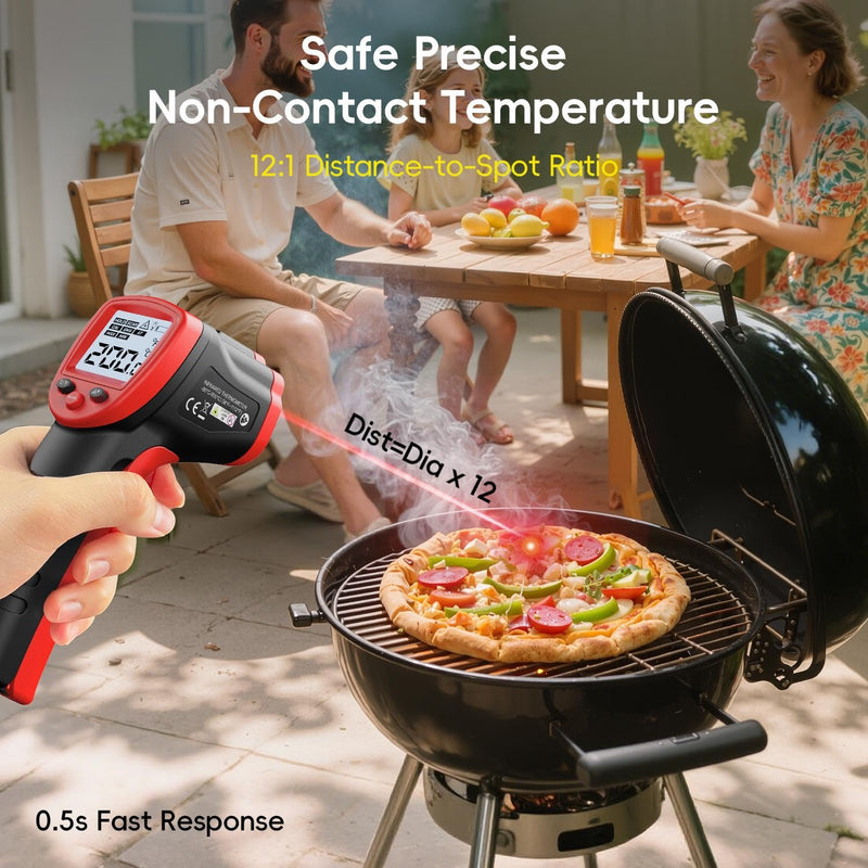Eventek Infrared Thermometer Gun, Eventek -58°F~932°F Temperature Gun, Laser Thermometer Gun for Cooking, Pizza Oven, Candy, Griddle, Engine, Infrared Thermometer with Adjustable Emissivity & Max Min -58°F~932°F (-50°C~500°C) - BeesActive Australia