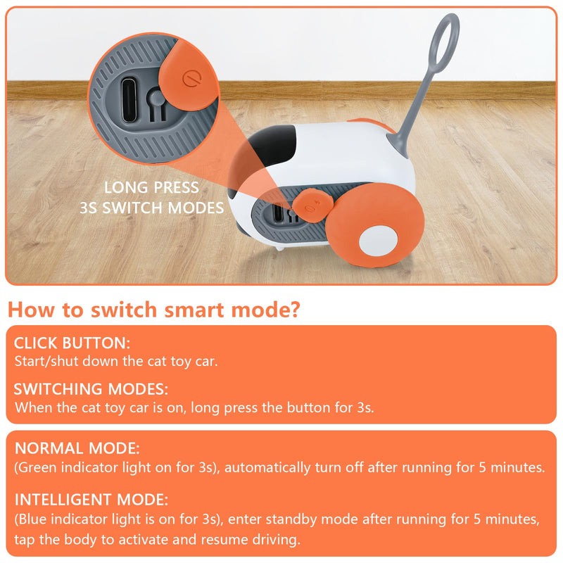 Remote Control Smart Electric Cat Toy Car, Interactive Cat Toys for Indoor Cats, Teazys Cat Toy Turbo Tail 2.0, Automatic Moving Mouse Cat Chase Toys for Bored Indoor Adult Cats Kittens (Orange) Orange - BeesActive Australia