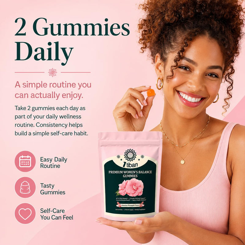 Pineapple Gummies for Women pH Balance, Feminine Probiotics for Vaginigal Health, Nutrition Feminine Gummies, Immune Support, Vegan, Gluten-Free, Hawaiian Pineapple 60 Gummies 30 Servings Pink