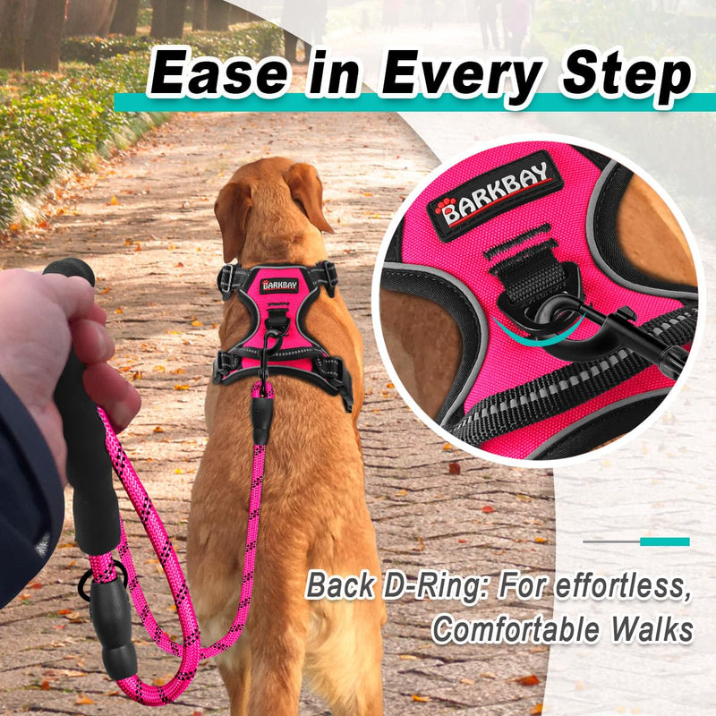 BARKBAY No Pull Pet Harness Dog Harness Adjustable Outdoor Pet Vest 3M Reflective Oxford Material Vest for PINK Dogs Easy Control for Small Medium Large Dogs (L) - BeesActive Australia
