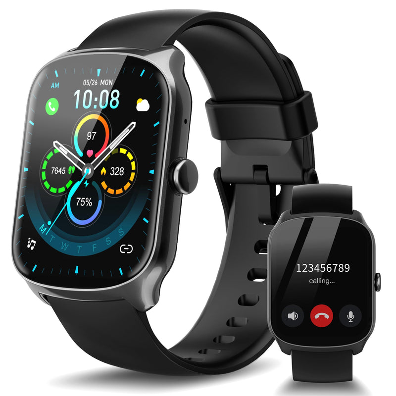 Smart Watch for Men Women, 1.95'' HD Curved Screen Smartwatch(Answer/Make Call), Fitness Tracker with 112 Sport Modes, IP68 Waterproof Fitness Watch with Heart Rate/Sleep Monitor/Pedometer/Calories Black