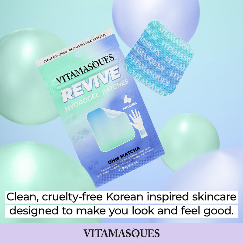 Vitamasques Recovery Patch, Reviveme Wellness Hydrogel Patch (3-Pack) - Revive Vitamin Patches with DHM, Green Tea, Guarana, & Vitamin B1 - Korean Skin Care Energy Patches for Adults