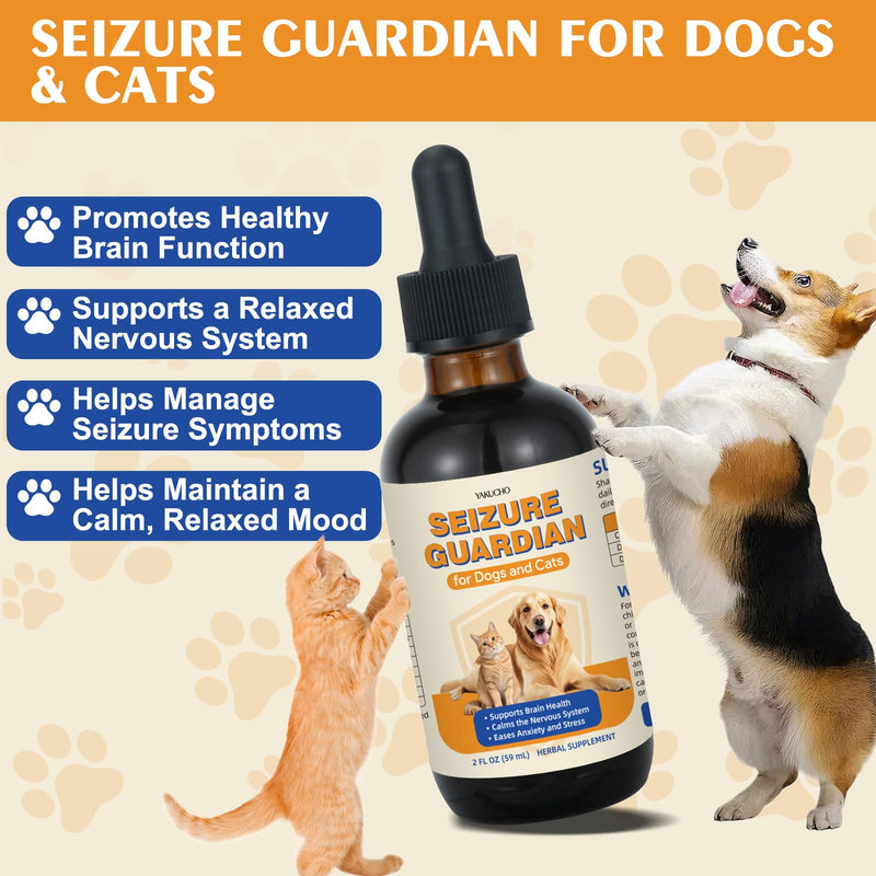 Seizure Guardian for Dogs and Cats, Herbal Nervous System Support with Skullcap, Passionflower, Wild Oat & Ashwagandha – Helps with Occasional Shaking & Muscle Tension, Easy Touse - 59 mL