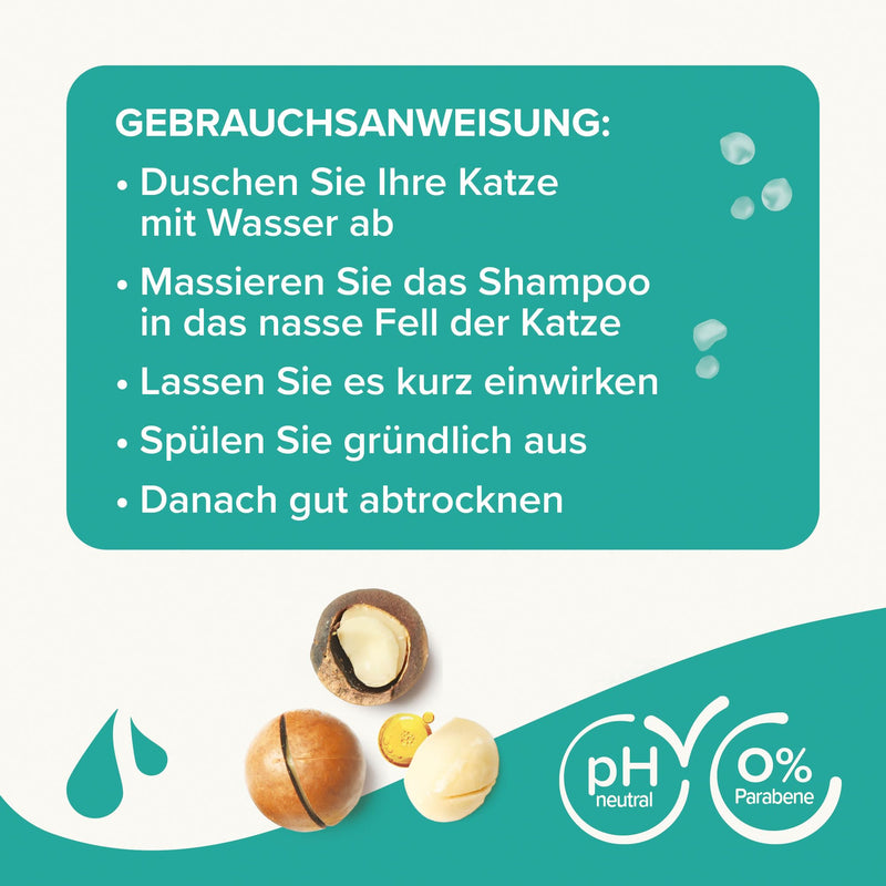 Beaphar shampoo for cats, with macadamia oil and aloe vera, pH neutral, paraben-free, vegan, pack of 1 - BeesActive Australia