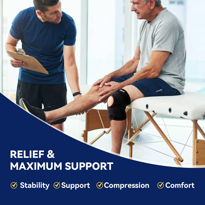 Knee Brace for Knee Pain, Meniscus Tear, Adjustable Knee Support with Side Spring Stabilizers for ACL, MCL, Arthritis, Patella Stability, Knee Pain Relief, Injury Recovery, Women and Men, Medium Black