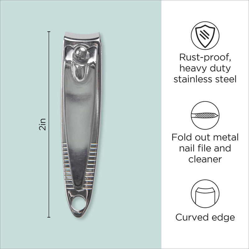 Diane D904 Stainless Steel Nail Clippers with Fold Out File - 72 Count (Pack of 1) Finger Nail Clipper Curved Edge