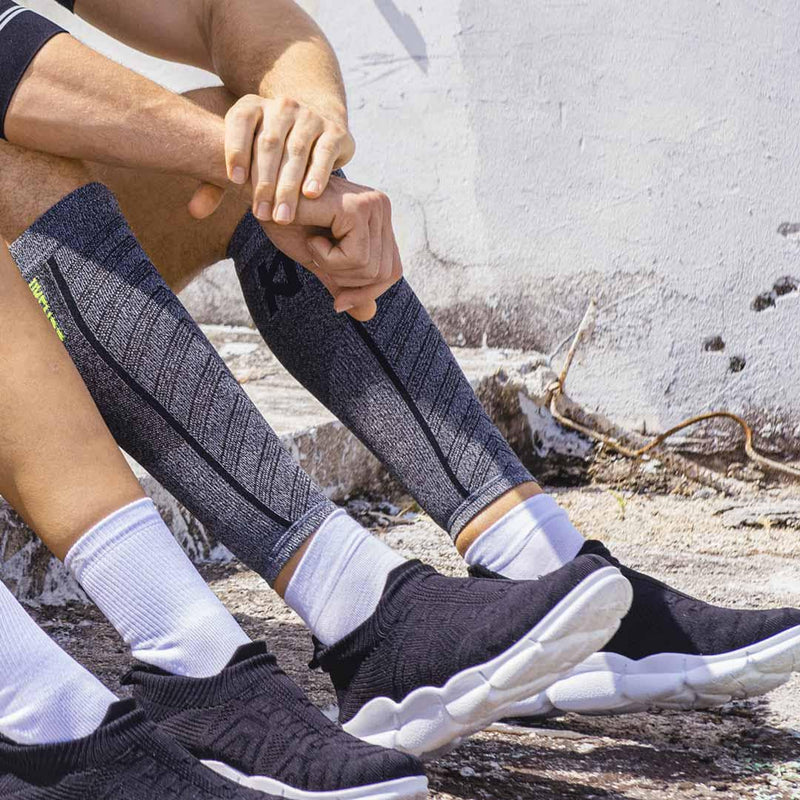 Zensah Featherweight Compression Leg Sleeves - Relieve Shin Splints, Calf Strains Medium Sporty Blue - BeesActive Australia