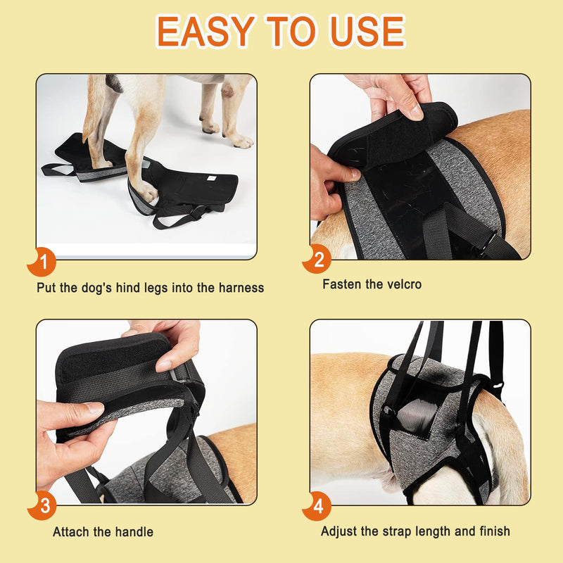 Dog Sling for Large Dogs Hind Leg Support Dog Lift Harness Adjustable Durable Rear Lift Support Harness for Weak Back Legs, Elderly, Injured, Senior, Arthritic, ACL Recovery Pet XL Grey