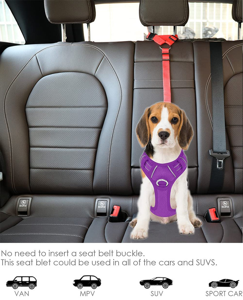 2 Packs Dog Cat Safety Seat Belt Strap Car Headrest Restraint Adjustable Nylon Fabric Dog Restraints Vehicle Seatbelts Harness (Black) Black - BeesActive Australia