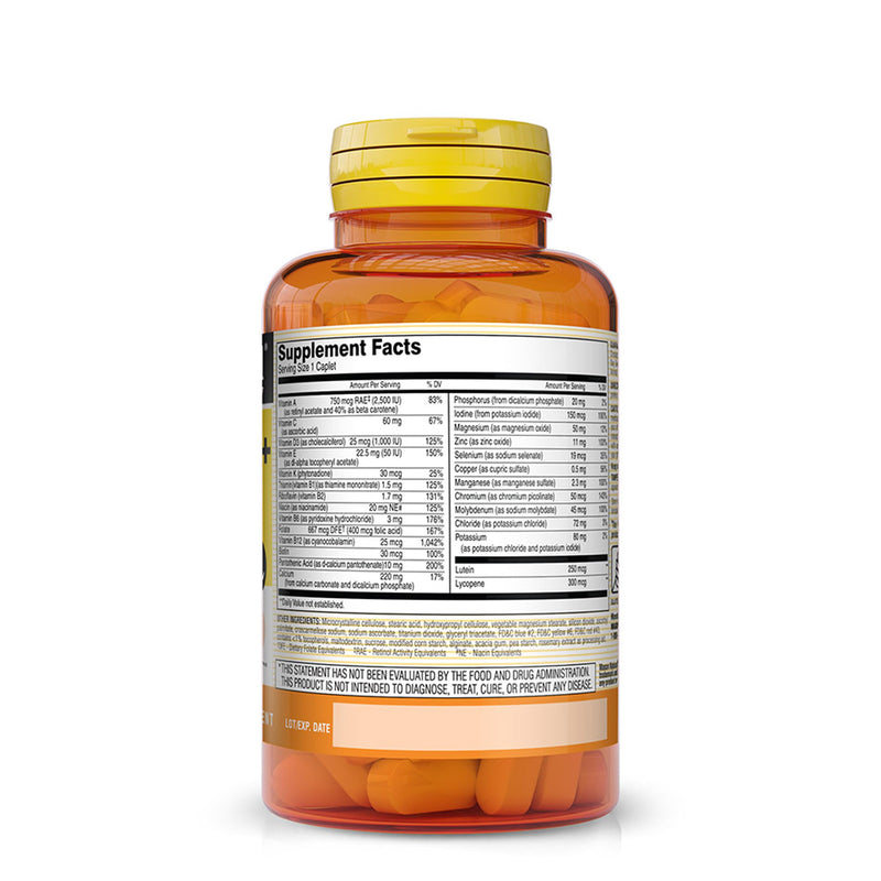 MASON NATURAL Vitrum 50 + Adult-Multi, Iron Free - Vitamins A C D E K B, Folate, Calcium, Iron, Zinc, Potassium, Magnesium, 100 Tablets