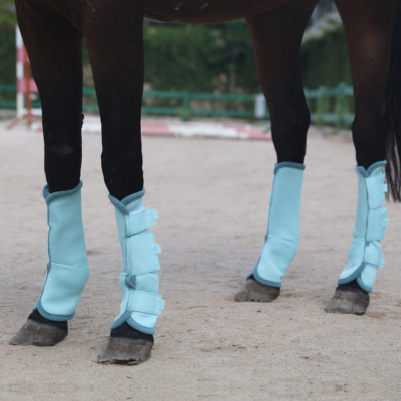 Fly Boots for Horses Set of 4, Breathable Comfy Mesh Horse Leggings Reduce Stomping, Hoof Stress, and Leg Fatigue SkyBlue Cob Sky Blue - BeesActive Australia