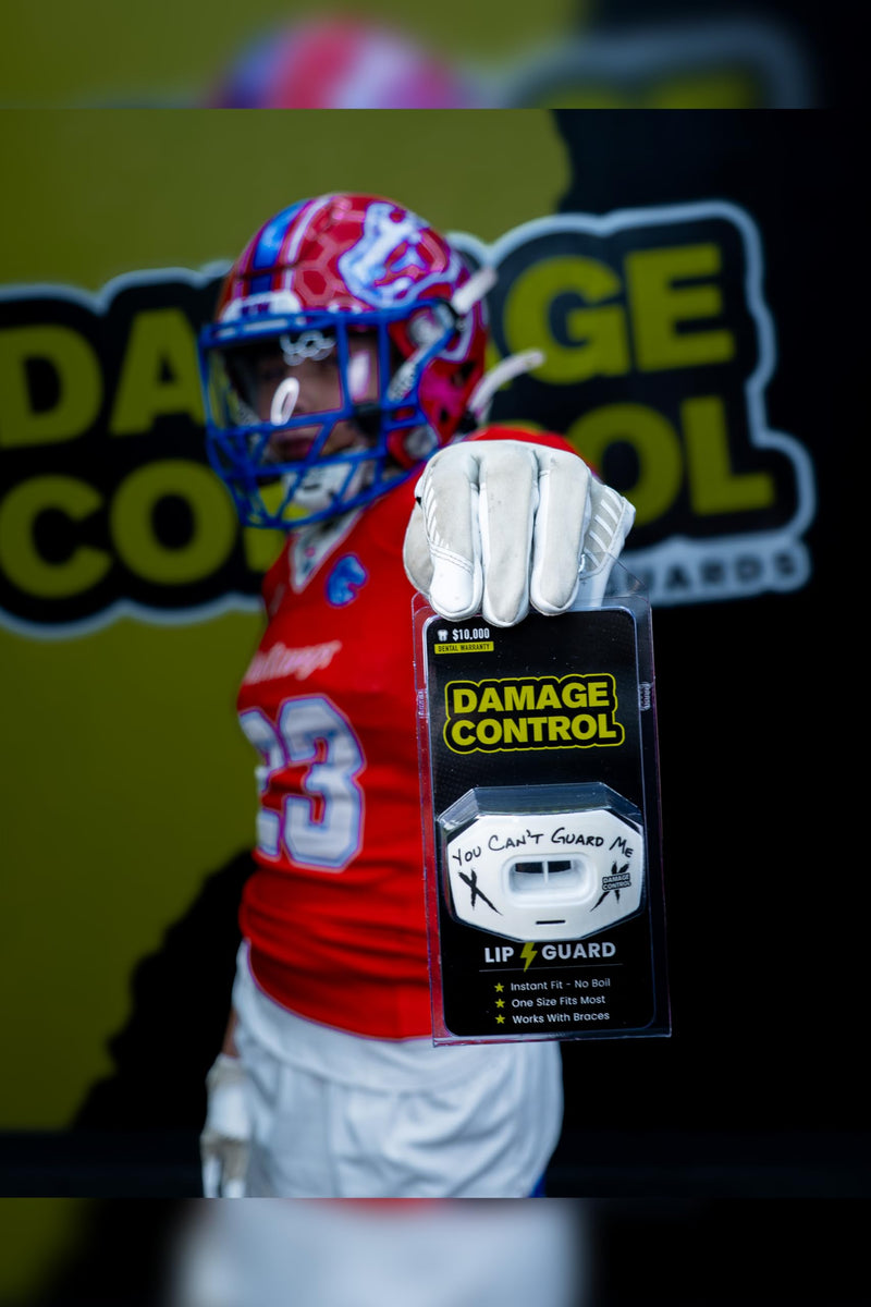 DAMAGE CONTROL Youth Football Mouth Guard – Breathable No Boil Mouthpiece, Protects Lips & Teeth, Works with Braces, Includes Helmet Strap – Sports Gear & Accessories (You Can't Guard Me) You Can't Guard Me