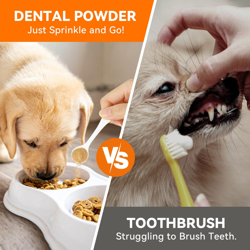 Dog Dental Powder, Dog Teeth Cleaning Powder for Teeth Cleaning Breath Freshener, Dental Powder for Dogs Teeth Cat Dog Dental Care Plaque Off Tartar Remover for Dogs & Cats, 100g - PawsPlanet Australia