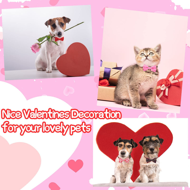 30 Pieces Valentines Dog Collar Bow Christmas Dog Bows Collar Attachments with Elastic Bands Dog Collar Detachable Charms for Dogs Collar Grooming Accessories Valentines Costume - BeesActive Australia