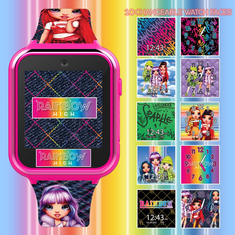 Rainbow High Kids Smartwatch with 10 Changeable Watch Faces, 3 Wallpapers, Video and Voice Recorder, Step Tracker, Fun Learning Games, Alarm, Timer, Stopwatch, and Calculator – Fits Wrists 5.5"-8.0" - BeesActive Australia