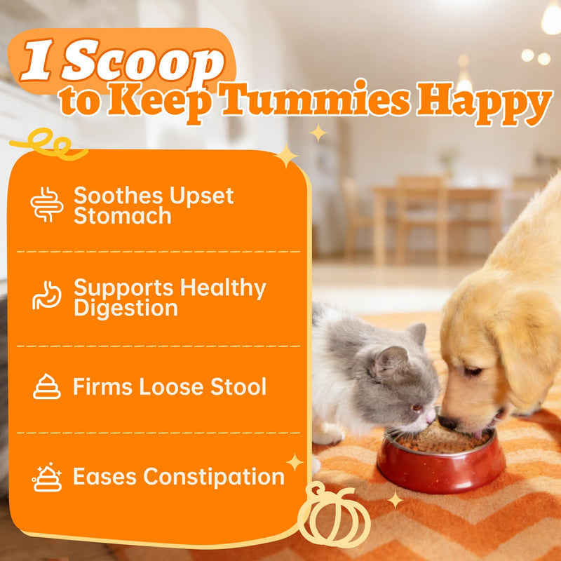 Wellix Pumpkin Powder for Dogs & Cats - Fiber Supplement, Digestion Support, Firms Stool, Dog & Cat Diarrhea, Constipation Relief, Gut Health - Food Topper for Dogs & Cats, Larger Volume - 200g