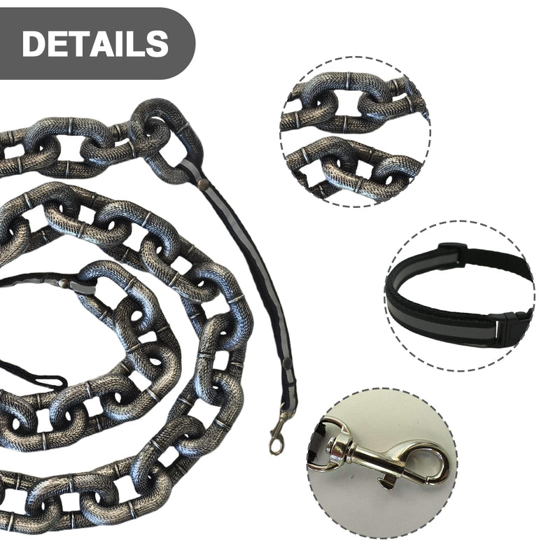 6 Ft Funny Dog Leash - Giant Plastic Chain Leash with Puppy Collar - Funny Chain Dog Leash Big, Chain Leash for Small Dog Funny (Black) black - BeesActive Australia