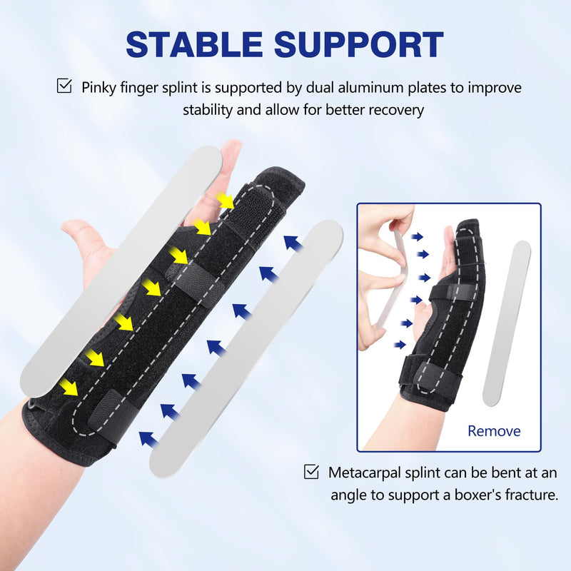 Cozyhealth Boxer Finger Splint Brace, Supports Pinky, Ring, Knuckles - Right or Left Adjustable Metacarpal Hand Brace, Straightening for Trigger Finger, Injury, Fracture, Broken, Tendonitis (8 inch) 8 inch