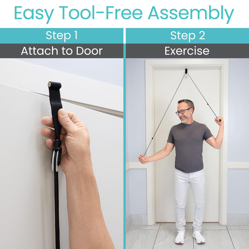 Vive Shoulder Pulley for Physical Therapy - Over the Door Pulley for Frozen Shoulder Rehab - Exercise & Workout Equipment, Overhead Doorway System - Rotator Cuff & Arm Injuries - Impingement Treatment Fabric Door Anchor - BeesActive Australia