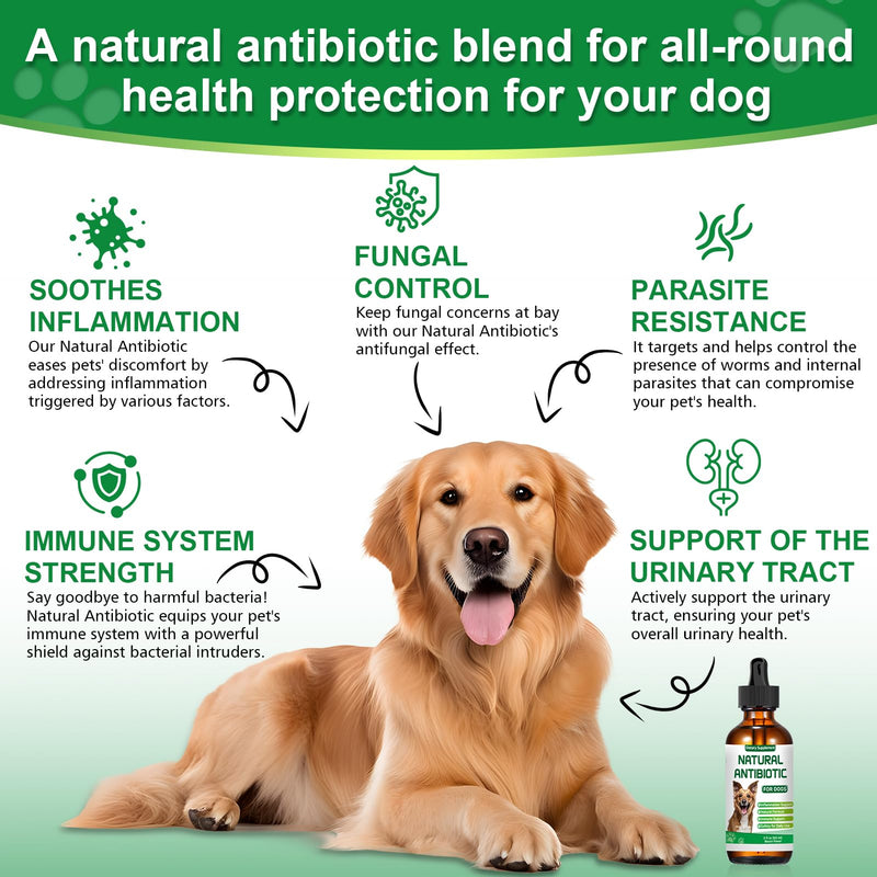 Antibiotics for Dogs,Natural Antibiotics for Dogs,Dog Antibiotic,Pet Antibiotic, Dog Multivitamin, Supports Allergy and Itch Relief,Dietary Supplement,Natural Herbal Supplement 60ml