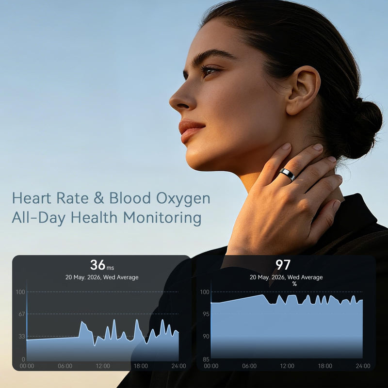 2026 Smart Ring For Women & Men, Sleep Health Fitness Tracker, Silver 7
