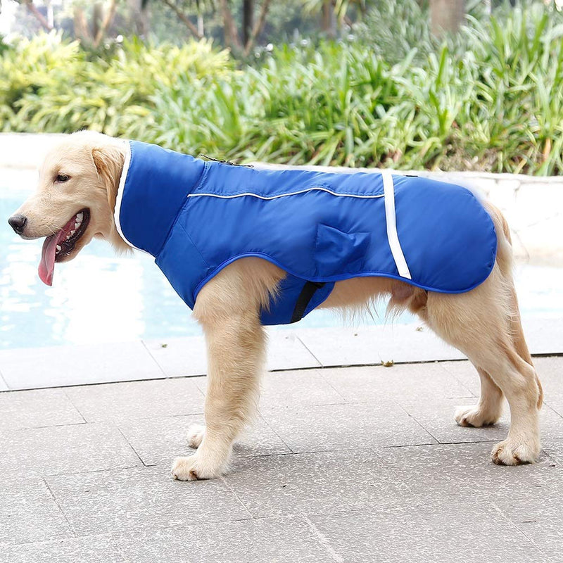QBLEEV Warm Dog Coat Reflective Dog Jacket, Waterproof Dog Winter Coat Turtleneck Dog Clothes for Cold Weather, Thick Fleece Dog Snowsuit Christmas Dog Vest Pet Apparel for Small Medium Large Dogs L Large（Pack of 1） Blue - BeesActive Australia