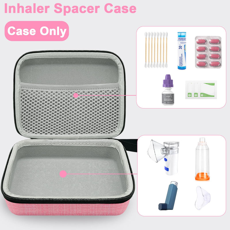 Hard Inhaler Spacer Case for Kids and Adults, Asthma Inhaler Case with Mesh Pocket for Medicine and Other Accessories, Pink (Bag Only) - BeesActive Australia