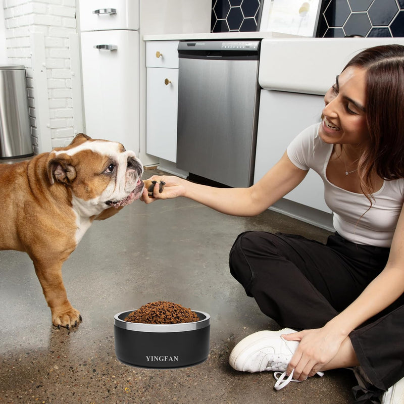 YINGFAN Stainless Steel Dog Bowls, 32 oz Non-Slip Dog Food and Water Bowls, 6.4 x 3 Inch, Black - BeesActive Australia