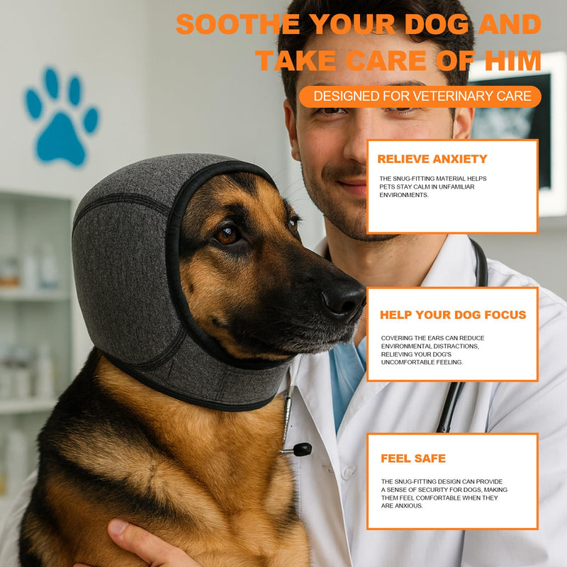 Dog Ears Cover, Dog Ear Defenders,Adjustable Muffs Noise Protection Comfortable Quiet Dogs Calming Hood Ear Head Wrap Cups Shower Cap Pet Supplies for Bath, Shower(M,head Circumference: 45-60)